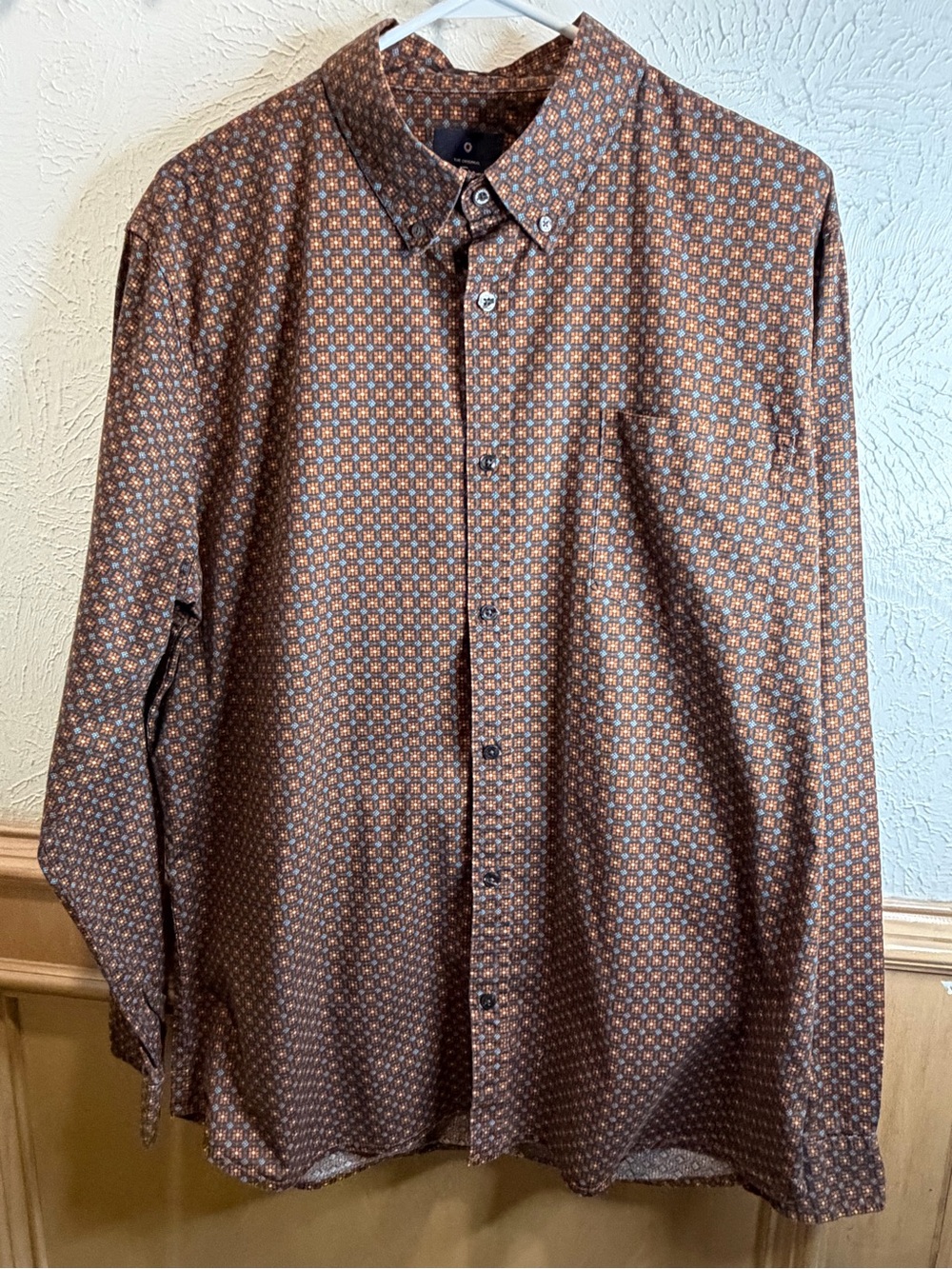 Ben Sherman Brown and Orange Geometric Button-Down Shirt